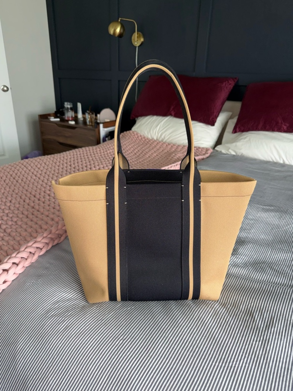 Rothy’s The Essential tote in camel & black